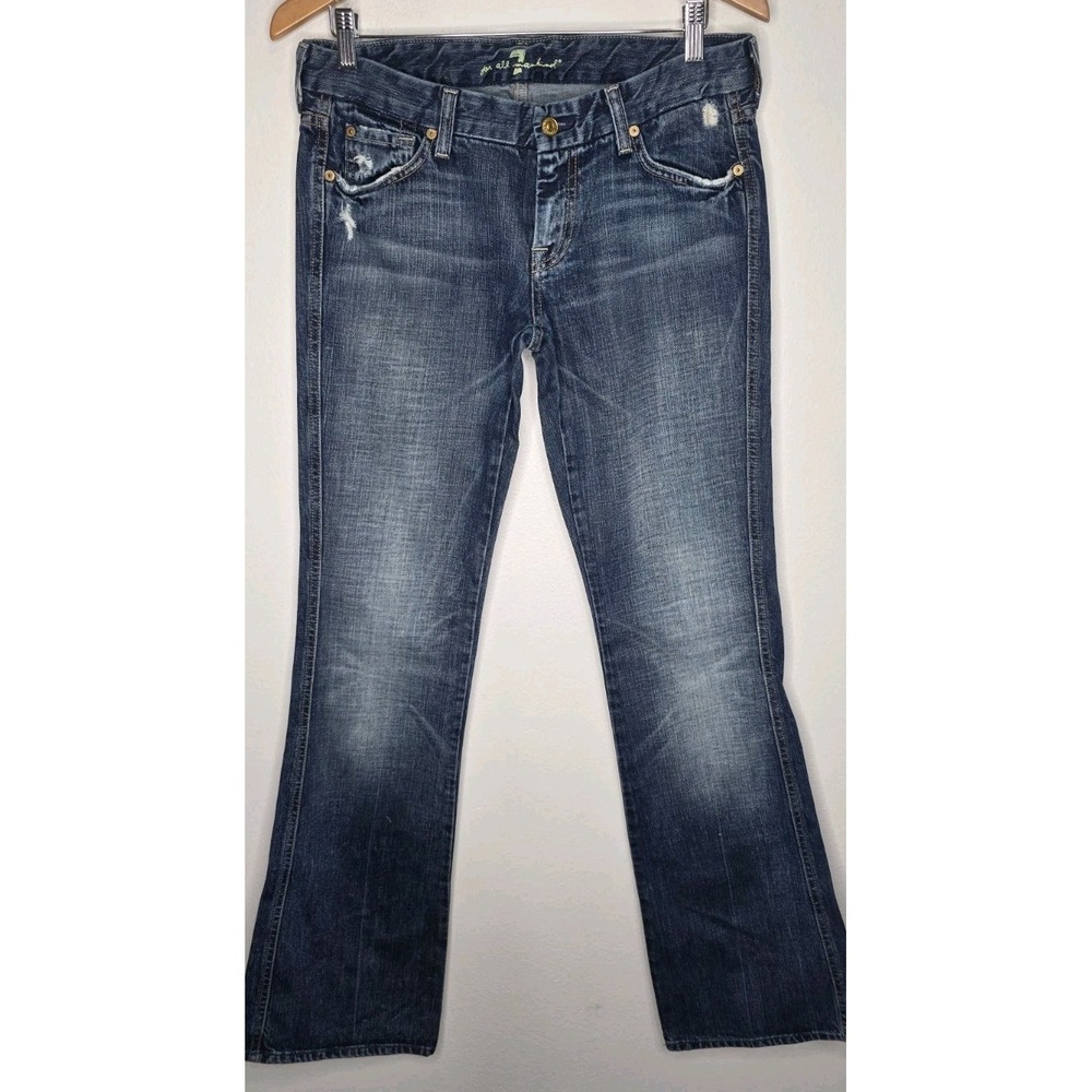7 For All Mankind Women 30x35 Jeans A Pocket Boot Flare Distressed Denim Y2K‎